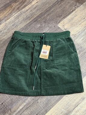 Sunday Edition Green Corduroy Drawstring Skirt NWT